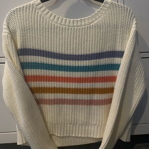 *UNWORN* WHITE STRIPED WIDE NECK SWEATER